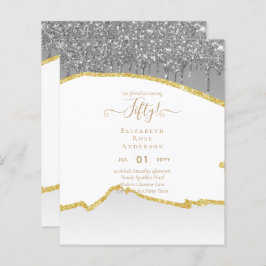 50. Geburtstagsparty Einladungen Glitzer Glamour