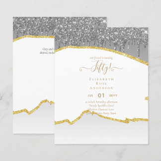 50. Geburtstagsparty Einladungen Glitzer Glamour