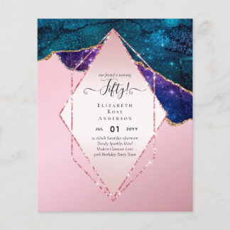 50. Geburtstagsparty Einladungen Glitzer Glamour Flyer