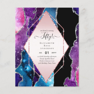 50. Geburtstagsparty Einladungen Glitzer Glamour Flyer
