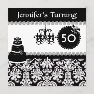 50. Geburtstagsparty Elegant BLING DAMASKInvitatio Einladung