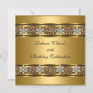 50. Geburtstagsparty Elegant Gold Black Leopard 2 Einladung