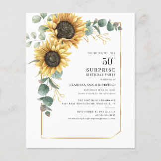 50. Geburtstagsparty Eukalyptus Sunflower Invites