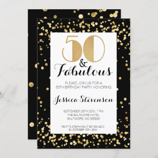 50. Geburtstagsparty & Fabulous Gold 50. Einladung