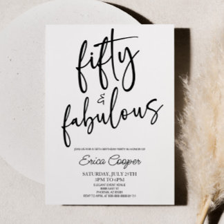 50. Geburtstagsparty & Fabulous Minimal 50. Einladung