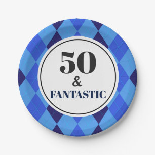 50. Geburtstagsparty Fantastische Mens Blue Pappteller