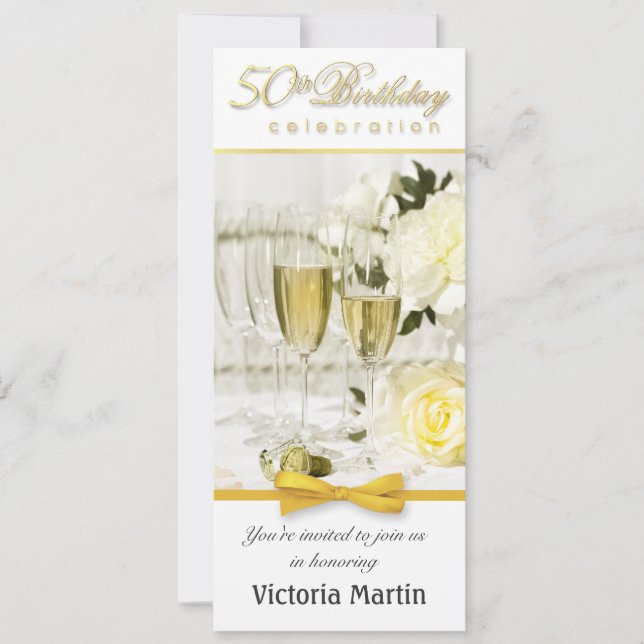 50. Geburtstagsparty - Feminine Einladung (Vorderseite)