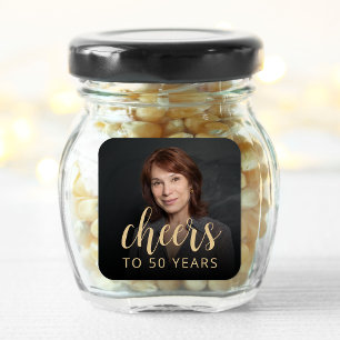 50. Geburtstagsparty Foto Cheers Quadratischer Aufkleber