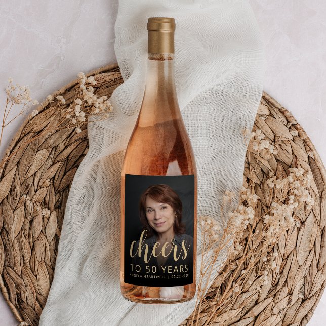 50. Geburtstagsparty Foto Cheers Weinetikett (Von Creator hochgeladen)
