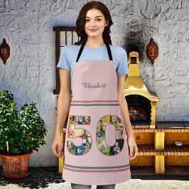 50. Geburtstagsparty Foto Collage Dusty Blush Pink Schürze