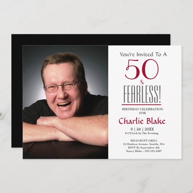 50. Geburtstagsparty Foto Einladung (Vorne/Hinten)