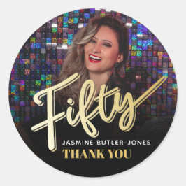 50. Geburtstagsparty Foto Gold Gefallen Runder Aufkleber