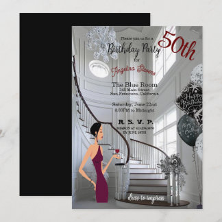 50. Geburtstagsparty Frauen Treppe Elegant Einladung