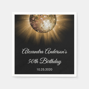 50. Geburtstagsparty Gold Disco Ball Serviette