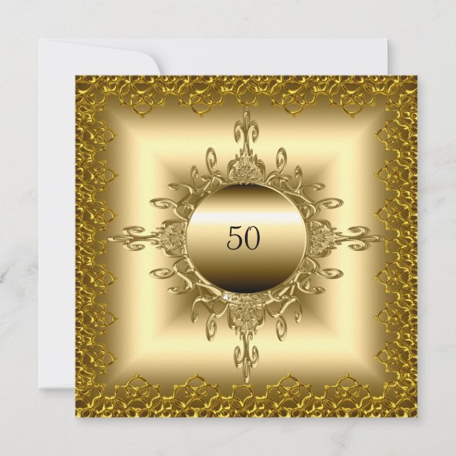 50. Geburtstagsparty Gold Einladung (Vorderseite)