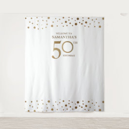 50. Geburtstagsparty Gold White Confetti Hintergru Wandteppich
