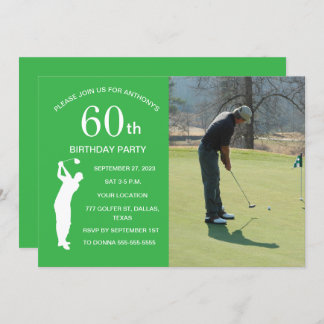 50. Geburtstagsparty Golfer Green Par Golf Foto Einladung