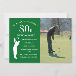 50. Geburtstagsparty Golfer Green Par Golf Foto Einladung