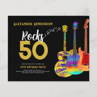 50. Geburtstagsparty Guitars Rocks 50 Budget Flyer