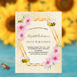 50. Geburtstagsparty Honigwabengebäck Postkarte<br><div class="desc">Elegante, lustige, 50. Geburtstagssommer-Party Einladung. Gelber, weißer Hintergrund mit Wabenmuster. Mit einem Imitat goldener geometrischer Rahmen. Die Rosa tropischen Blume, der Hibiskus und die glücklichen Hummeln prägen das Bild. Schwarze Buchstaben. Ideal für ein sommerliches Tee-Party im Garten, im Garten. Rückseite: Gelbe, weiße Wabenmuster und eine glückliche Hummel. Tipp: Wenn Sie...</div>