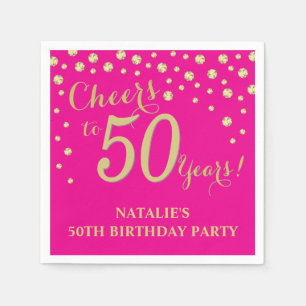 50. Geburtstagsparty Hot Pink und Gold Diamond Serviette