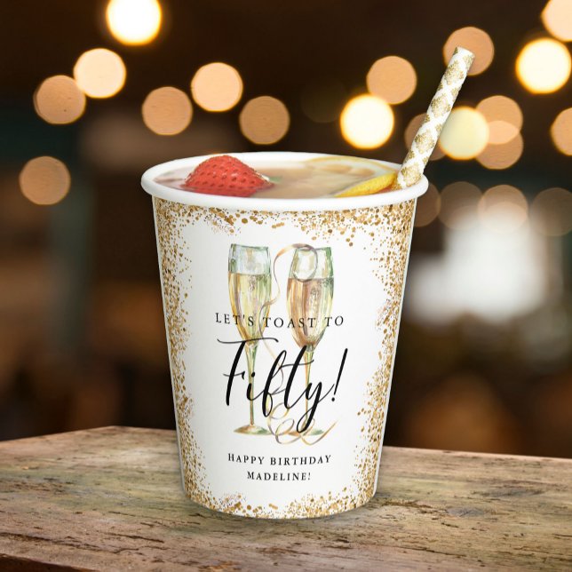 50. Geburtstagsparty im Gold Glitzer Pappbecher (Von Creator hochgeladen)