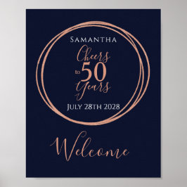 50. Geburtstagsparty jubelt 50 Jahre Navy Rose Gol Poster