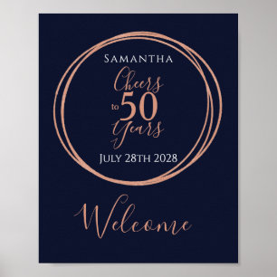 50. Geburtstagsparty jubelt 50 Jahre Navy Rose Gol Poster