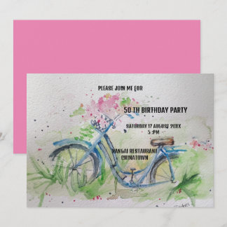50 Geburtstagsparty Ladys Fahrrad im Frühjahr Einladung