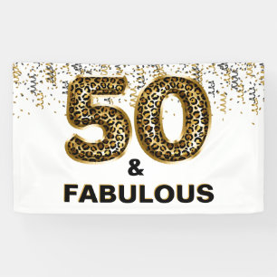 50. Geburtstagsparty Leopard Print Banner