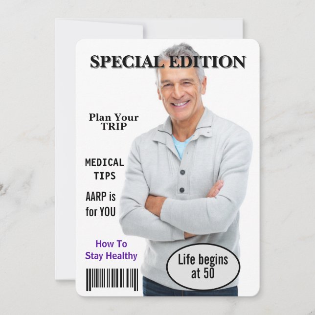 50. Geburtstagsparty Magazine Cover Einladung (Vorderseite)