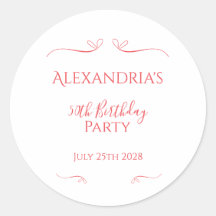 50. Geburtstagsparty Minimal Modern Pink Red