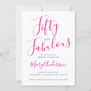 50. Geburtstagsparty mit fabelhaftem Script Pink Einladung