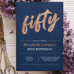 50. Geburtstagsparty Modernes Gold & Blue | Fünfzi Einladung<br><div class="desc">Feiern Sie mit unserer 50. Geburtstagsparty Kollektion Modern Gold & Blue einen bedeutsamen Anlass. Mit einem eleganten und stilvollen Design ist diese Kollektion perfekt für jede erwachsene Geburtstagsparty, die fünfzig Jahre ihres Lebens feiert. Die Farbe Blau und Gold der Marine, sowie die elegante Typografie, zeichnen sich durch Eleganz und Klasse...</div>