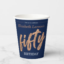 50. Geburtstagsparty Modernes Gold & Blue | Fünfzi