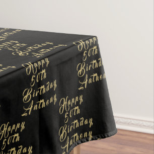 50. Geburtstagsparty Name Black Modern Pattern Tischdecke