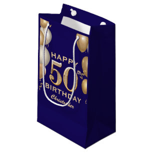 50. Geburtstagsparty Navy Blue and Gold Balloons Kleine Geschenktüte