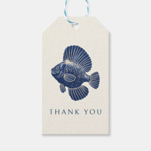 50. Geburtstagsparty Navy Blue Nautical Fish Geschenkanhänger