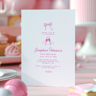 50. Geburtstagsparty Pink Whimsical Dainty Doodle Einladung