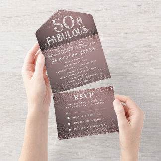 50. Geburtstagsparty Pink White Chic Moderne All In One Einladung