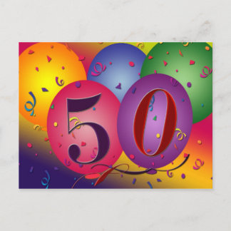 50. Geburtstagsparty Postcard lädt ein Einladungspostkarte