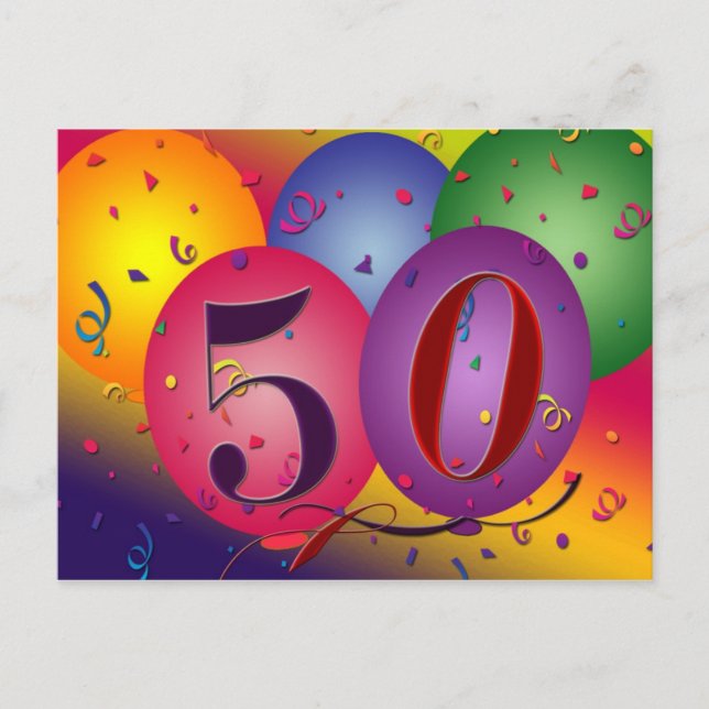 50. Geburtstagsparty Postcard lädt ein Einladungspostkarte (Vorderseite)