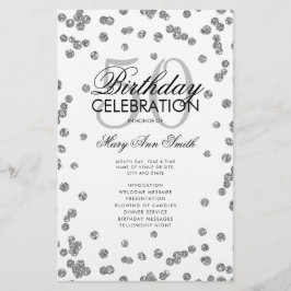 50. Geburtstagsparty Programm Silberner Glitzer mi Flyer