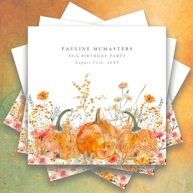 50. Geburtstagsparty Pumpkin Wildblume Custom Serviette (Von Creator hochgeladen)