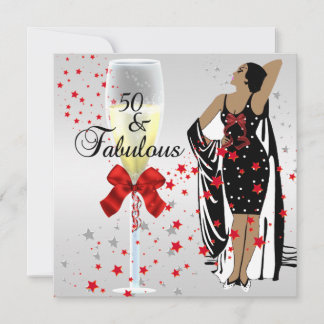 50. Geburtstagsparty Retro Diva Art Deko Red White Einladung
