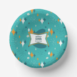 50. Geburtstagsparty Retro Mitte Jahrhundert jedes Pappteller