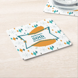 50. Geburtstagsparty Retro Mitte Jahrhundert jedes Rechteckiger Pappuntersetzer