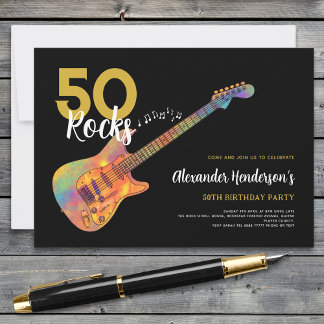 50. Geburtstagsparty Rock and Roll Einladung