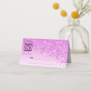 50. Geburtstagsparty Rosa Glitzer Platzkarte