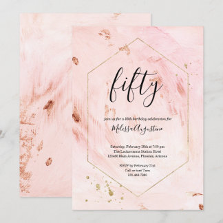 50. Geburtstagsparty Rose Gold Glitzer Einladung